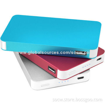Super Slim Power Banks with Dual-USB Output Ports, 6,000mAh Capacity, Aluminum Alloy